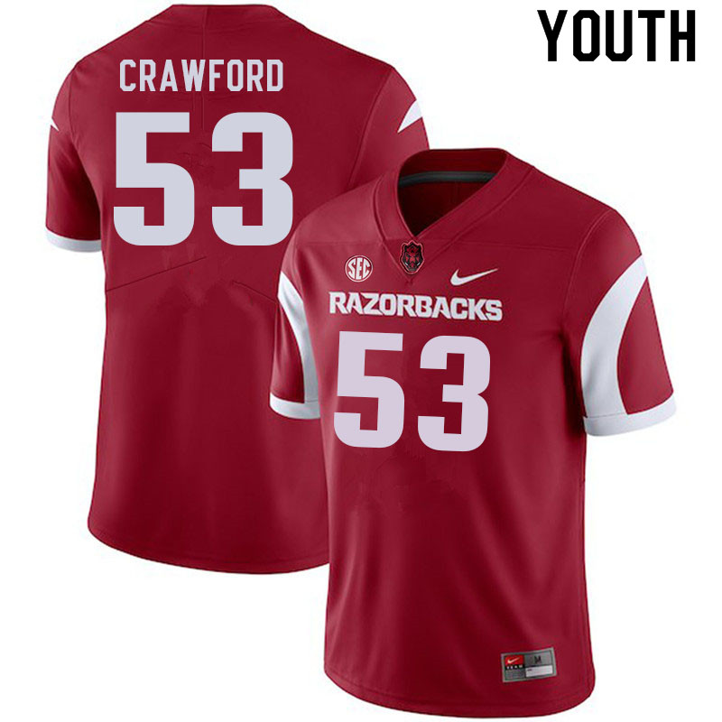 Youth #53 Ty'Kieast Crawford Arkansas Razorbacks College Football Jerseys Sale-Cardinal - Click Image to Close